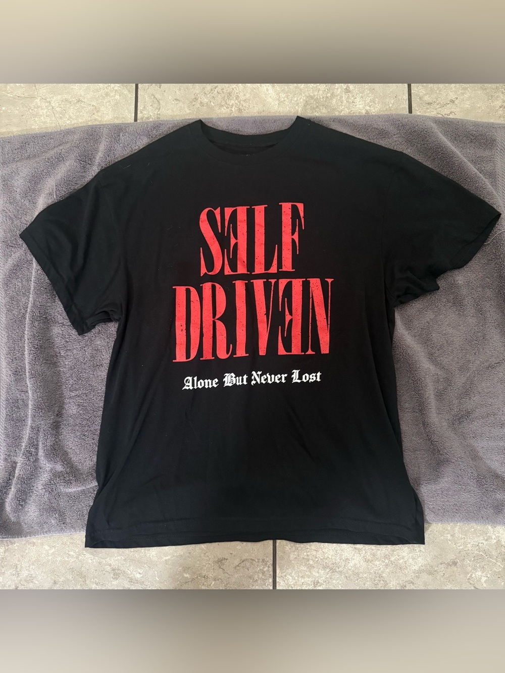 Self Driven Black Graphic Tee - Red Print🔥